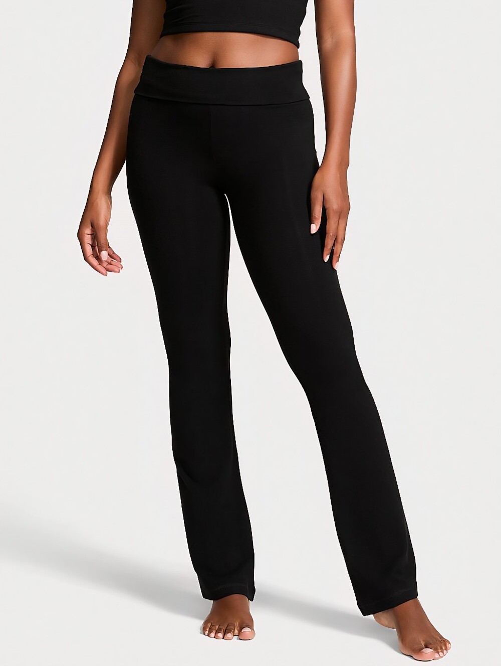 NWOT VS Cotton Foldover Flare Legging Medium Pure Black 32" Inseam